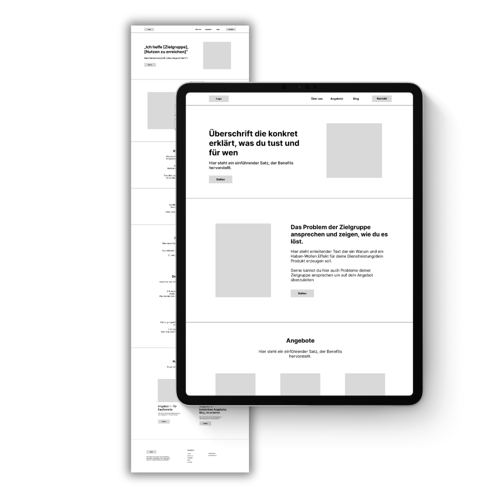 Mockup zeigt Leitfäden zur Erstellung von Websites Texten